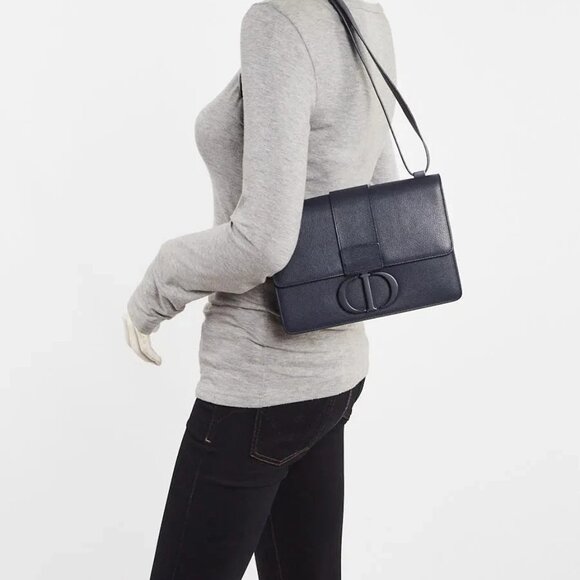 Christian Dior Blue Ultramatte Leather Montaigne 30 Flap Bag - Picture 3 of 10